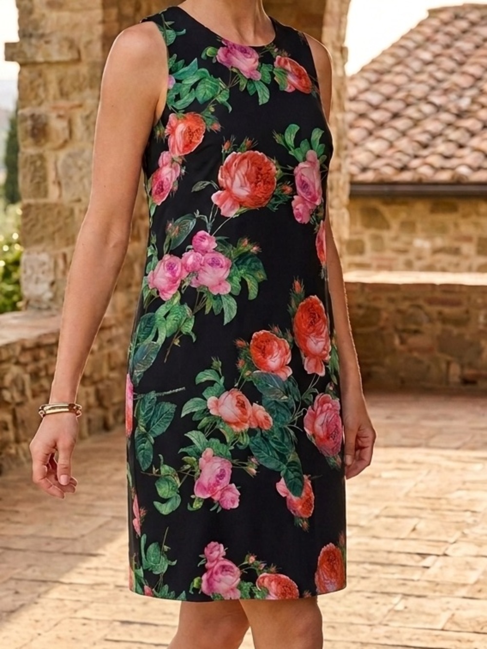Calvin Klein Sleeveless Floral Shift Mini Dress Pink Red Bloom Straight Fit 🌸